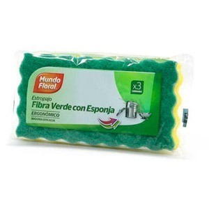 ES FIBRA VERDE C/ ESPONJA 3 UNIDS